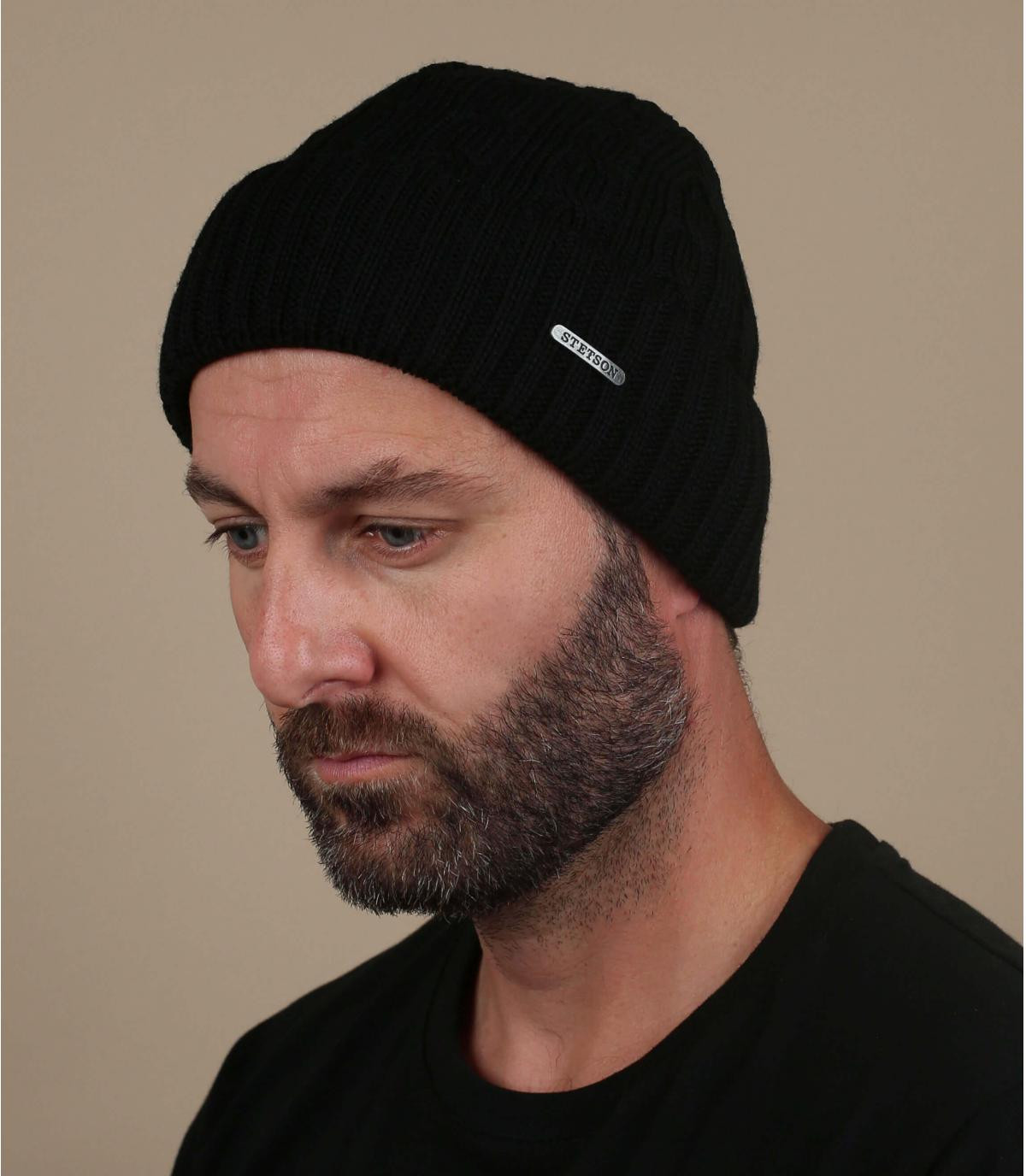 : - Beanie Mütze Headict Wolle Wool Stetson schwarz Revers black