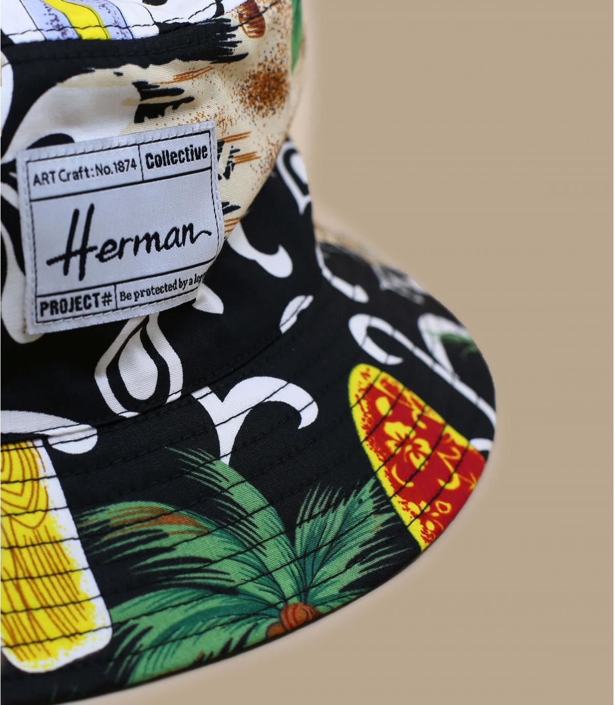Fischerhut Baumwolle Palmen - Cogno Bucket black Herman Headwear : Headict